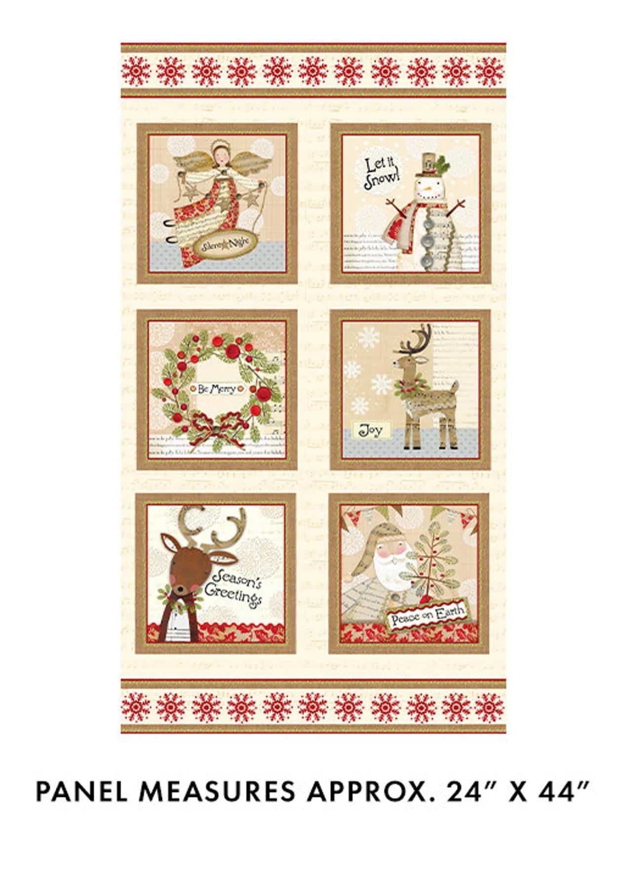 Christmas Fabric Panel: White Christmas Cream/Multi - Benartex