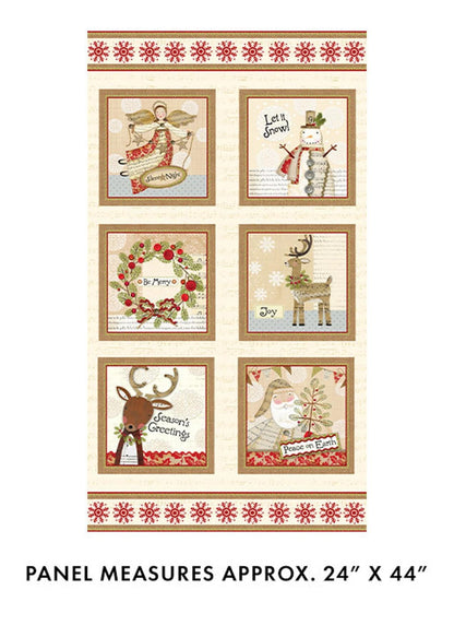 Christmas Fabric Panel: White Christmas Cream/Multi - Benartex