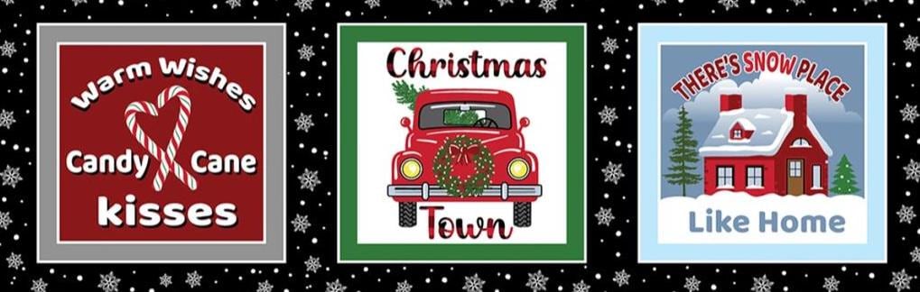 Christmas Fabric Panel: Multi-Country Christmas Boxes - Benartex