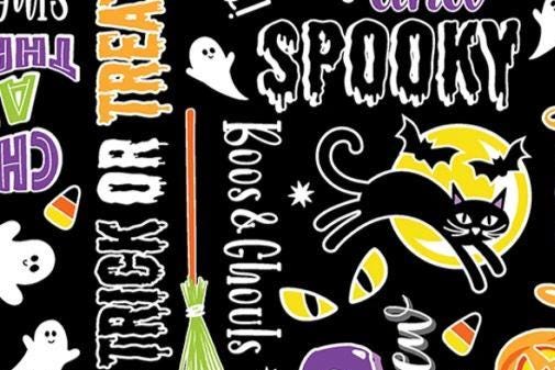 Halloween Fabric Yardage: Monster Mash, Glow in the Dark - Benartex