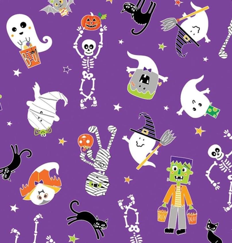 Halloween Fabric Yardage: Monster Mash, Glow in the Dark - Benartex