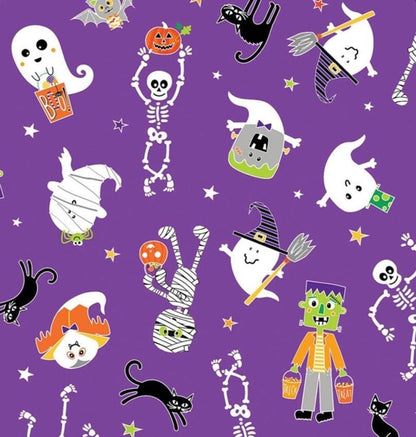 Halloween Fabric Yardage: Monster Mash, Glow in the Dark - Benartex