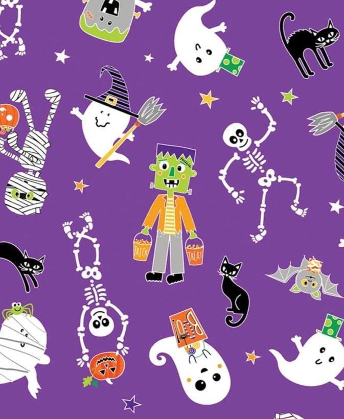 Halloween Fabric Yardage: Monster Mash, Glow in the Dark - Benartex