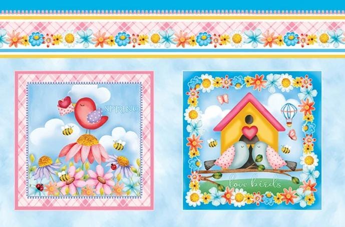 Fabric Panel: Sunshine Days Blue, Benartex