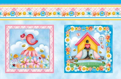 Fabric Panel: Sunshine Days Blue, Benartex