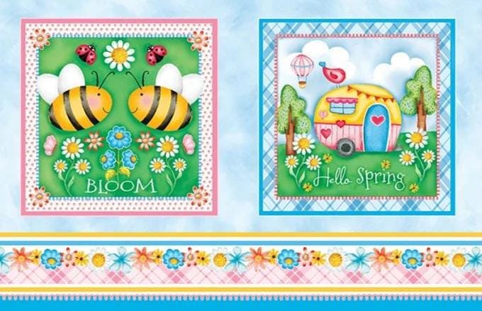 Fabric Panel: Sunshine Days Blue, Benartex