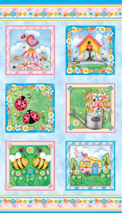 Fabric Panel: Sunshine Days Blue, Benartex