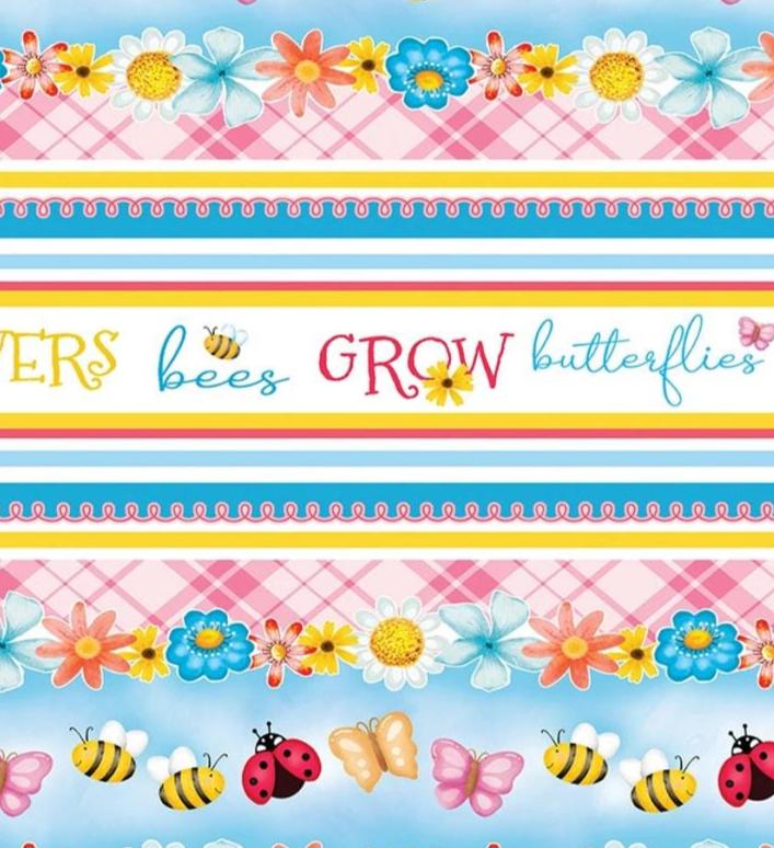 Floral Stripe Cotton Yardage: Sunshine Days Stripe, Benartex