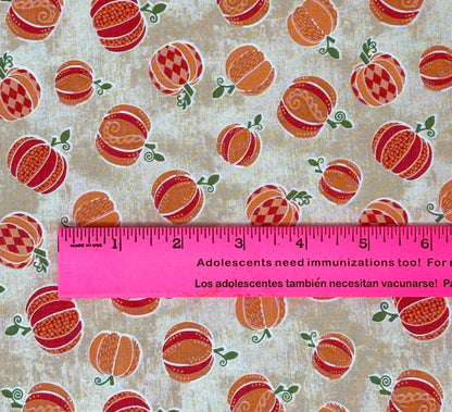 Pumpkin Yardage: Tan Hello Pumpkin Harvest, Benartex