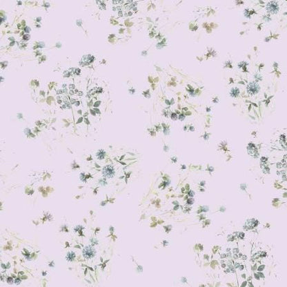 Lavender Floral Fabric Yardage: Au Naturel, Blue, Green, Tossed Floral, Wilmington Prints