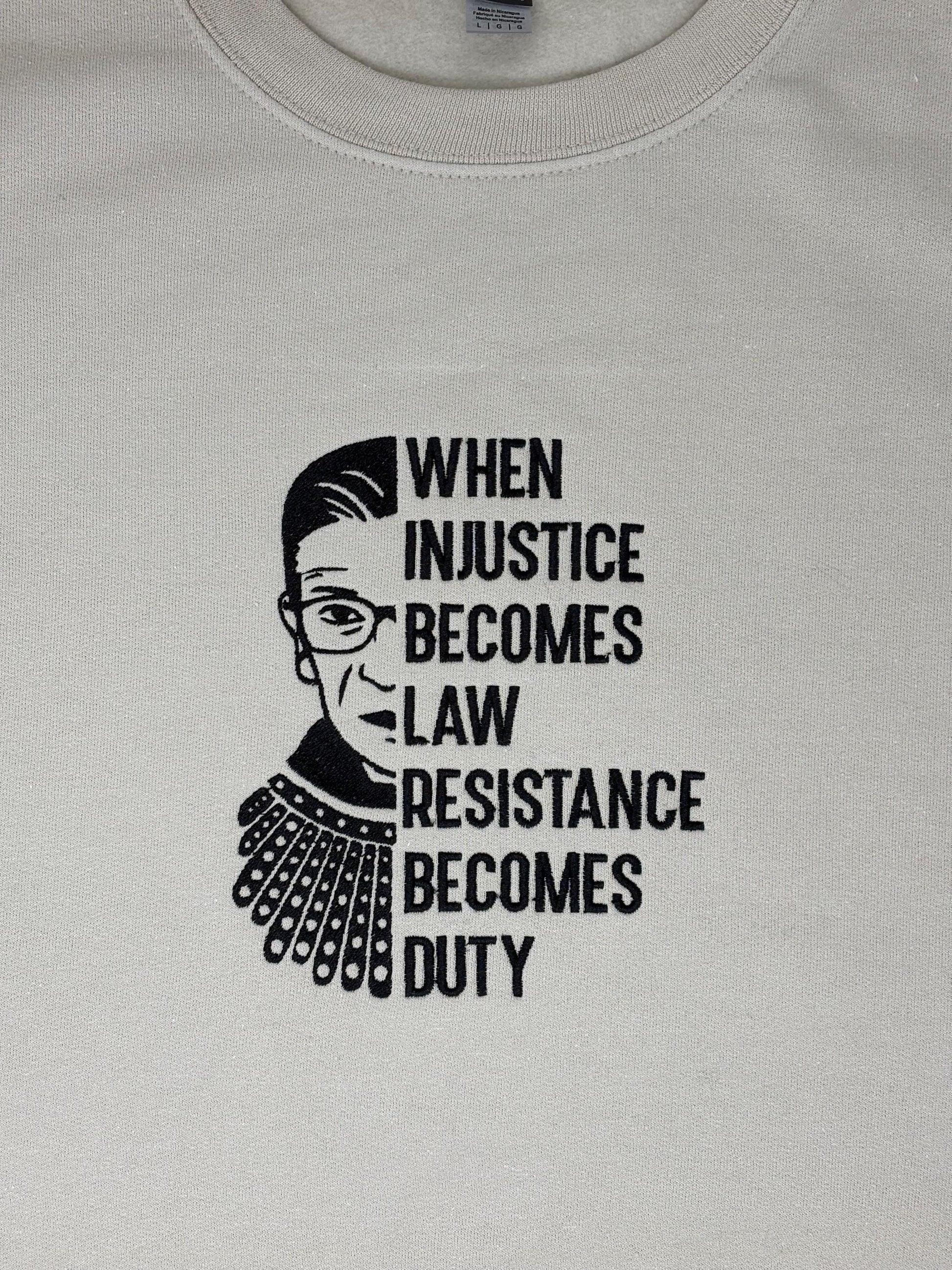 Resist Sweatshirt: RBG Protest sweatshirt, Sand, Black