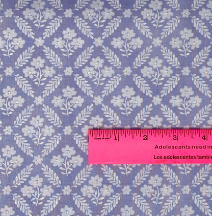 Purple Floral Tonal Grid Yardage, Purple, White, Morning Blooms, Danhui Nai