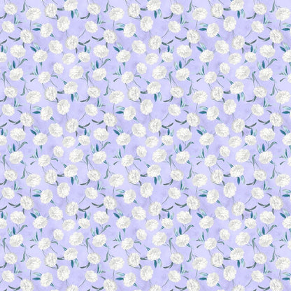 Small Floral Toss Yardage, Purple, White, Morning Blooms, Danhui Nai