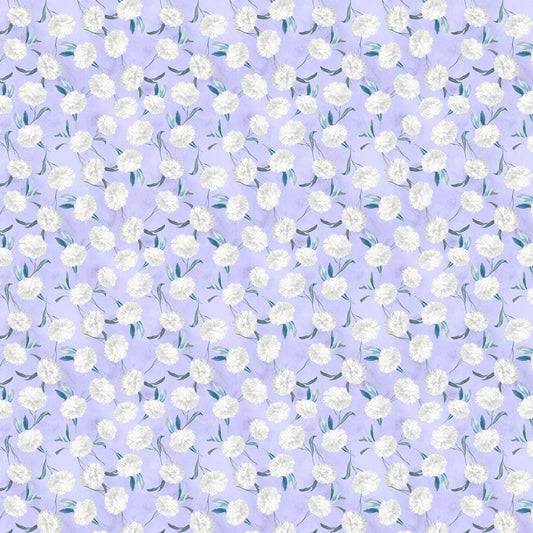 Small Floral Toss Yardage, Purple, White, Morning Blooms, Danhui Nai
