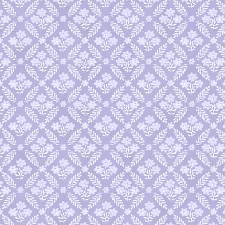 Purple Floral Tonal Grid Yardage, Purple, White, Morning Blooms, Danhui Nai
