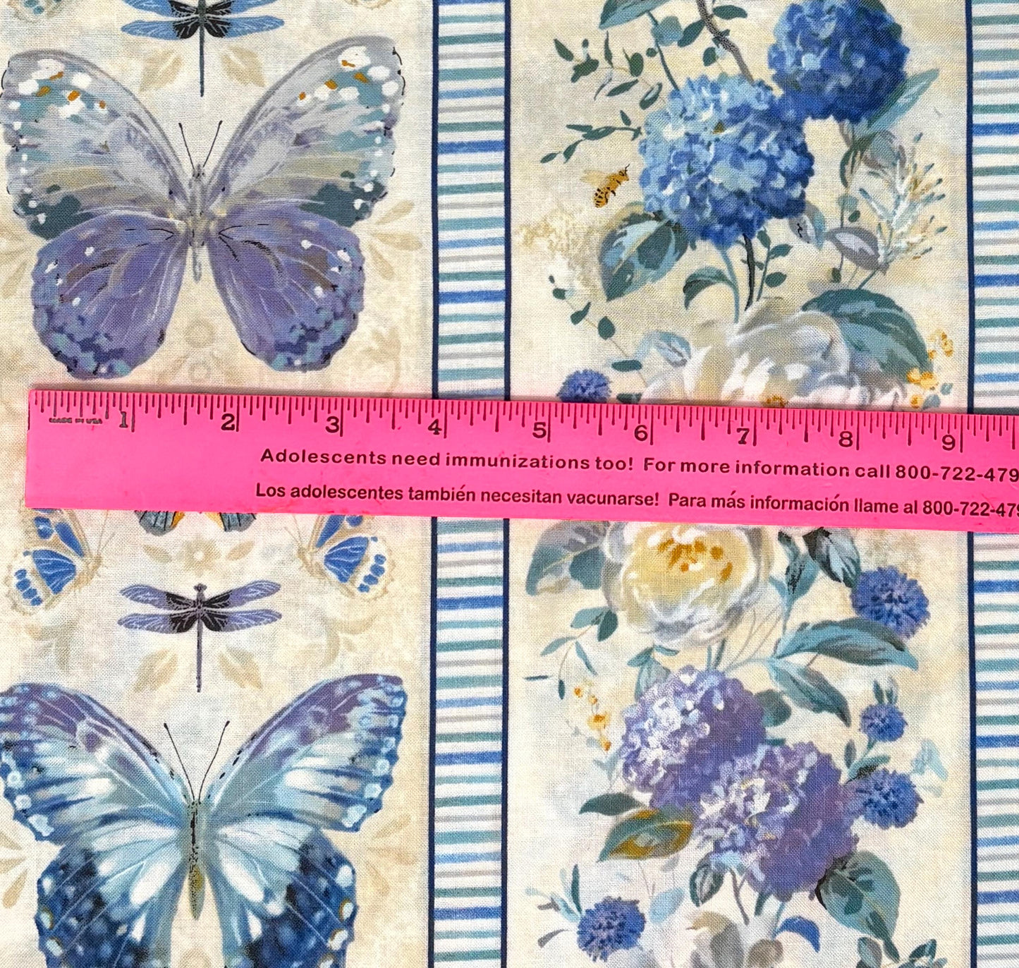 Butterfly Multi Repeating Stripe, Purple, Blue, Yardage,Morning Blooms, Danhui Nai