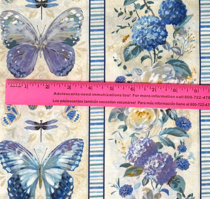 Butterfly Multi Repeating Stripe, Purple, Blue, Yardage,Morning Blooms, Danhui Nai