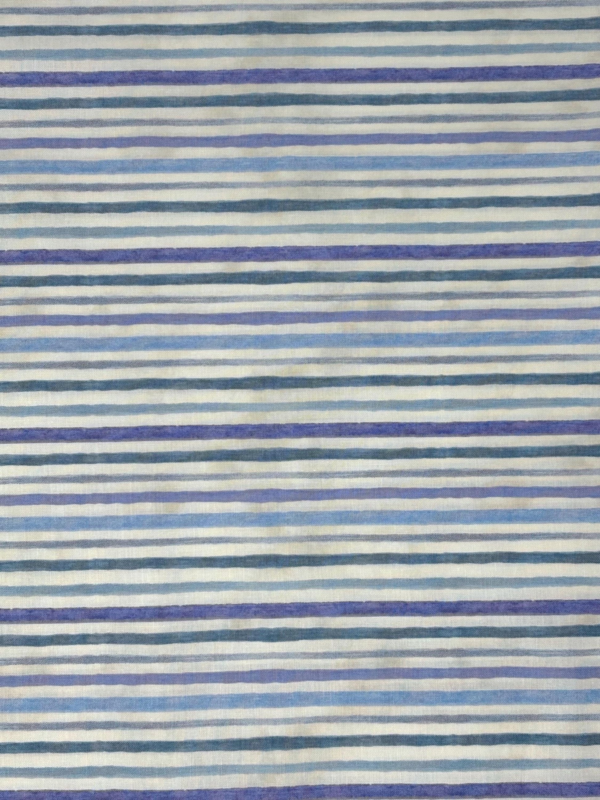 Cream Stripes, Purple, Blue, Yardage, Morning Blooms, Danhui Nai