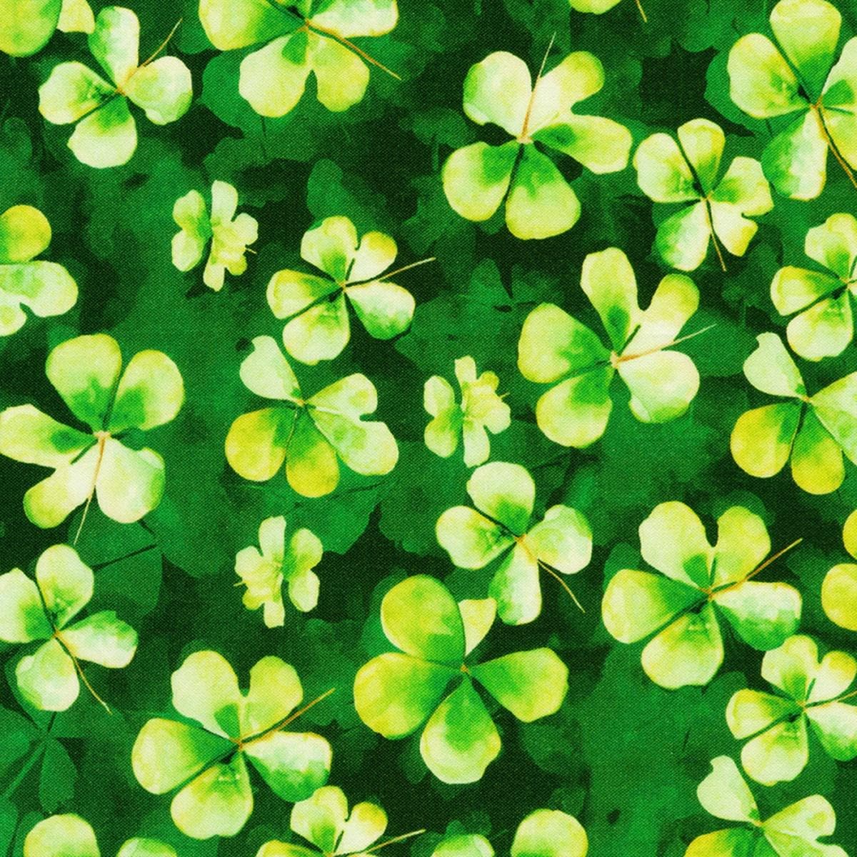 St. Patrick's Fabric, Lucky Clover, St. Patrick's Day yardage, Irish, Green, Robert Kaufman