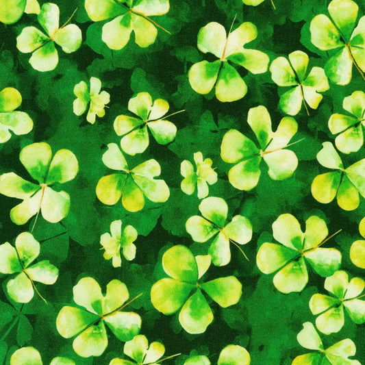 St. Patrick's Fabric, Lucky Clover, St. Patrick's Day yardage, Irish, Green, Robert Kaufman