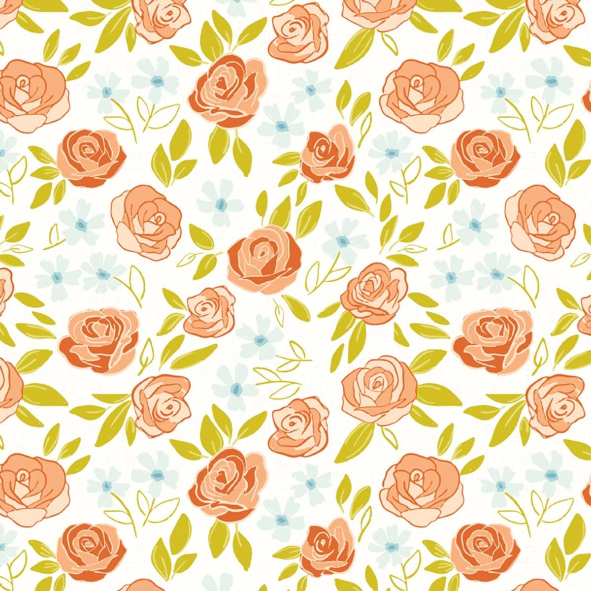 Floral Charm Squares, Homage, Pink, Orange, Green, Riley Blake, 10 inch squares