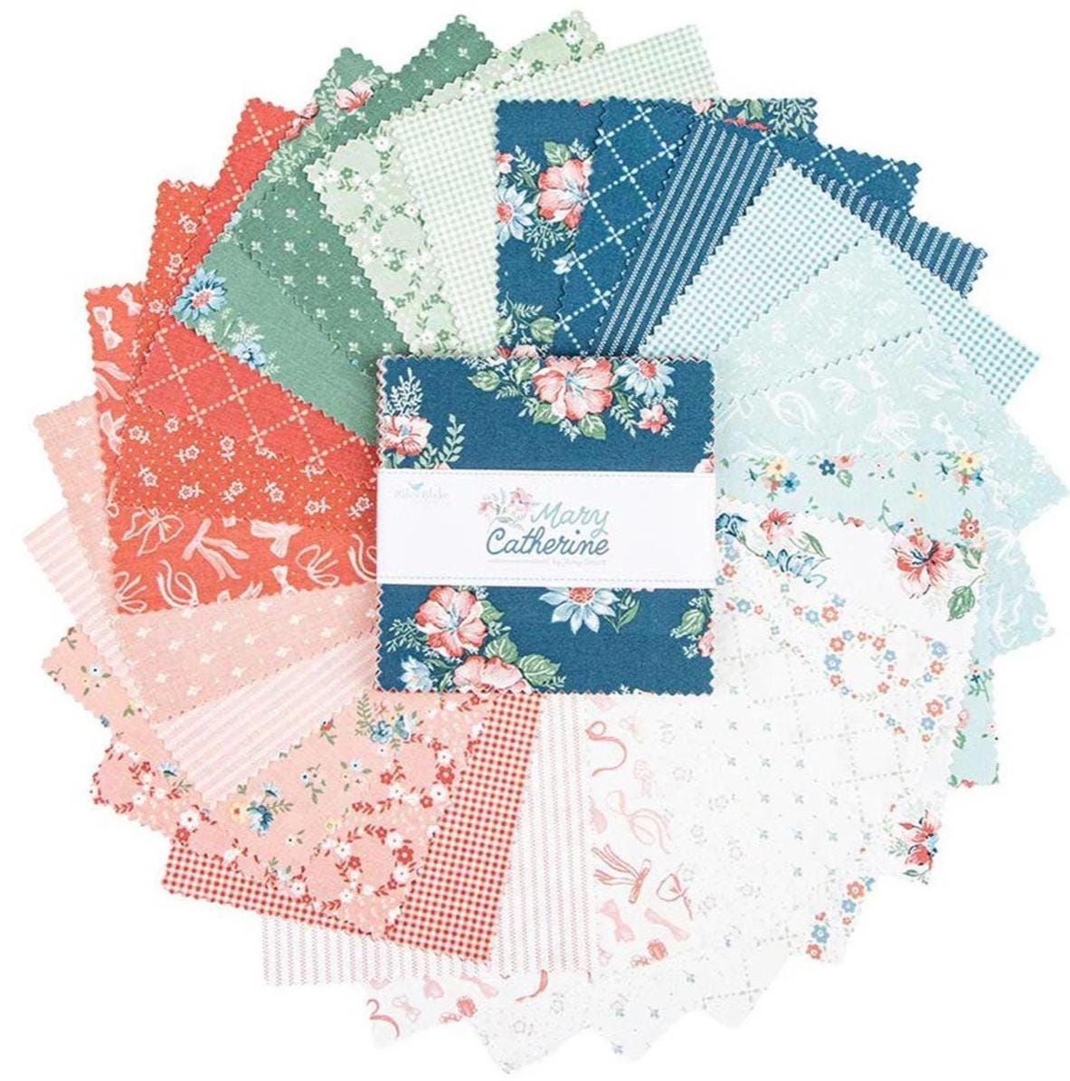 Floral Fabric Squares: Mary Catherine 5-inch Charm Pack