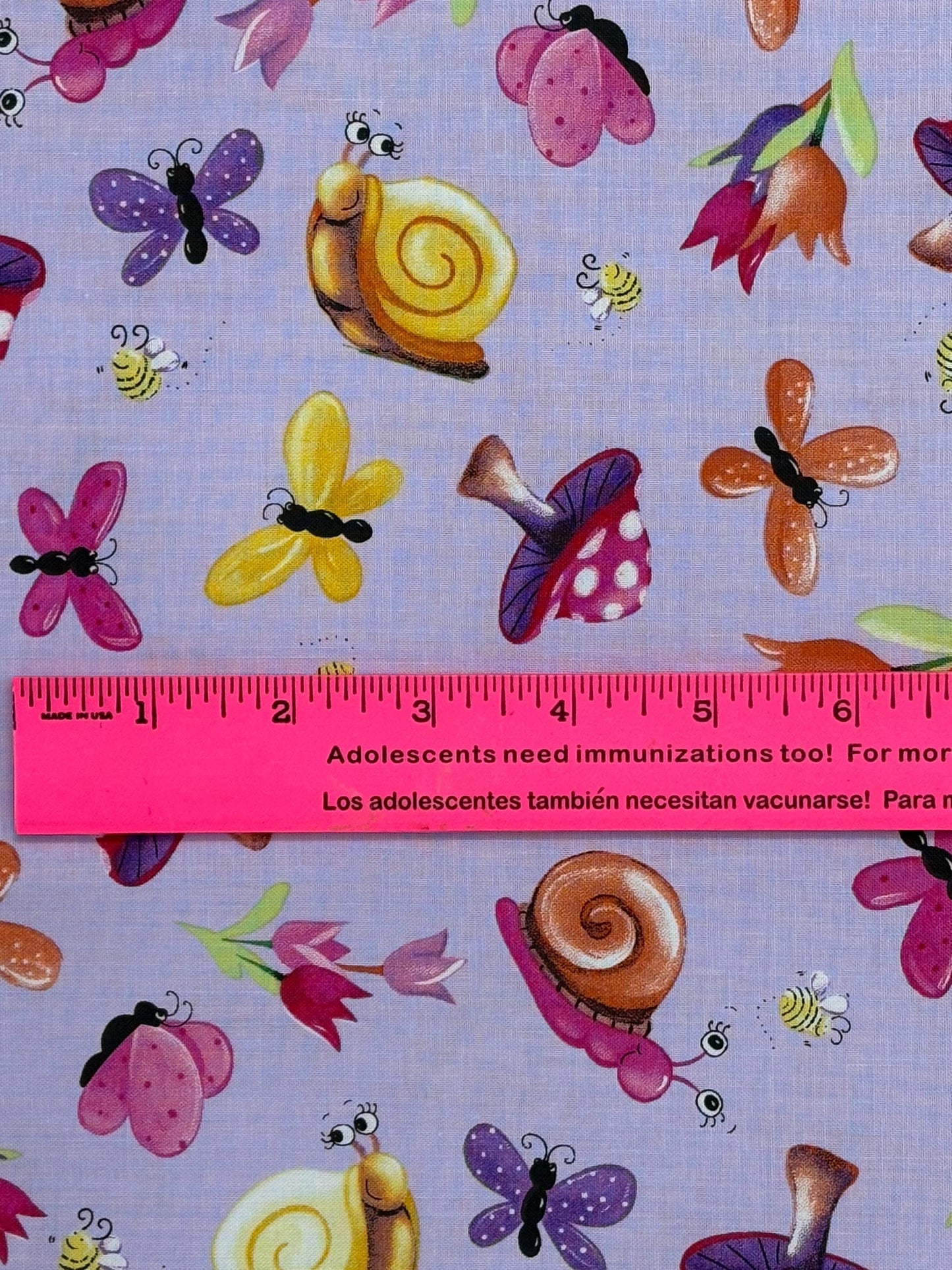 Insect Pink Yardage: Light Orchid Sloane the Snail Garden Toss, Susybee