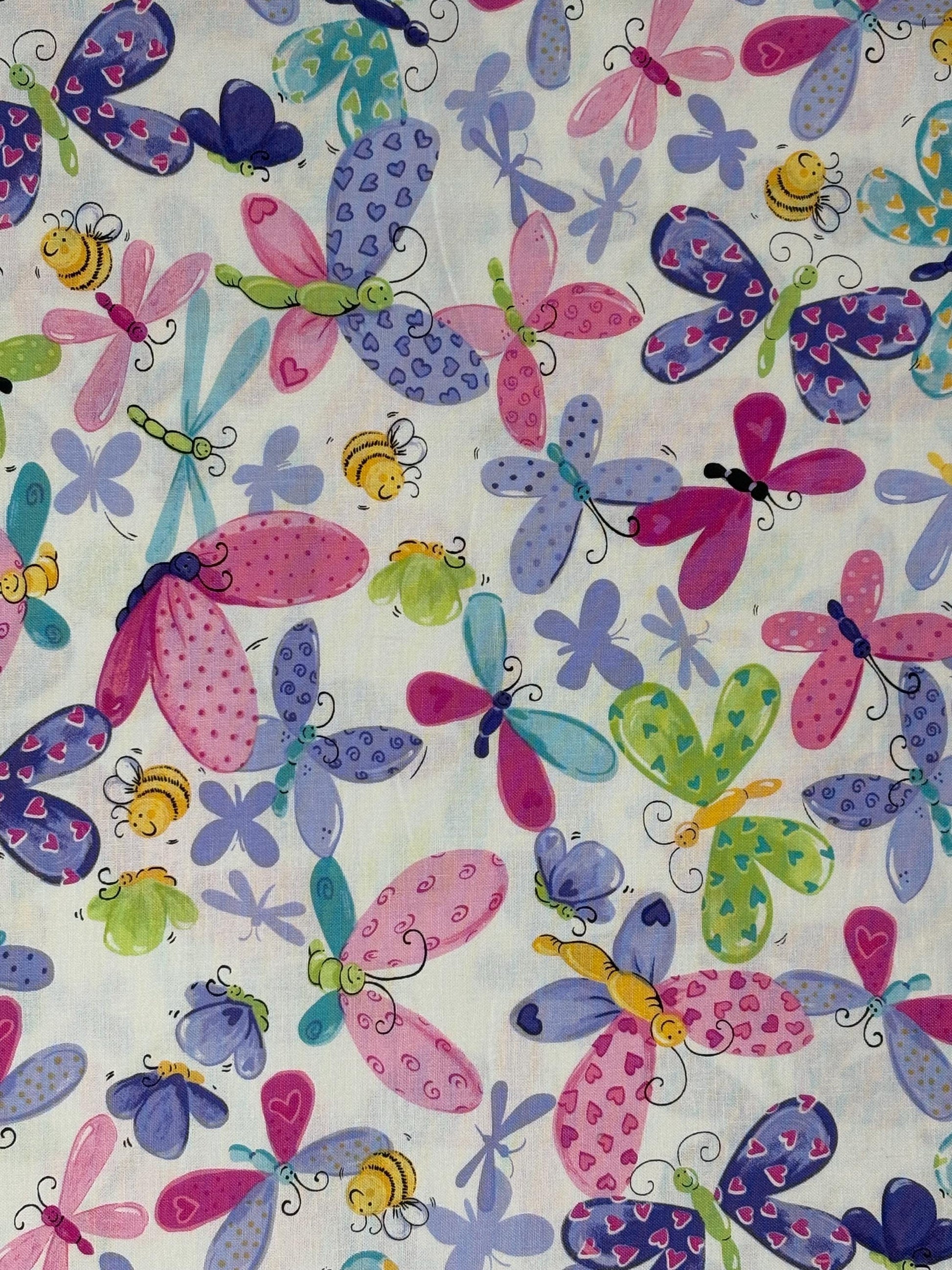 Butterfly Floral Yardage: Purple Flutter the Butterfly Butterflies