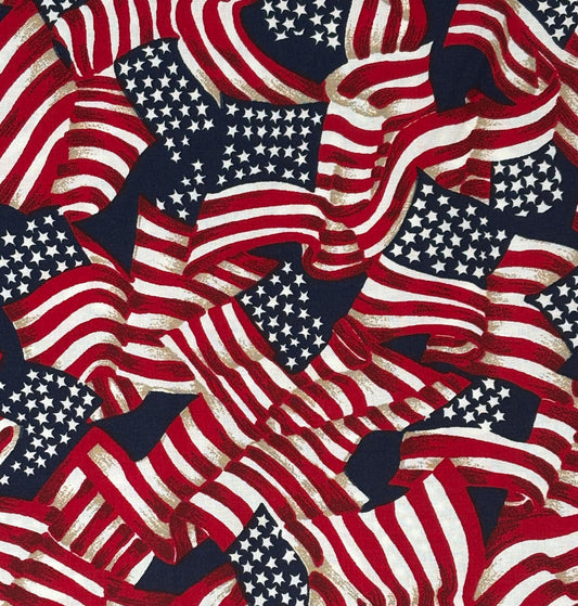 Patriotic Flags Yardage, Americana, Red, White, Blue