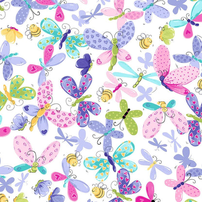 Butterfly Floral Yardage: Purple Flutter the Butterfly Butterflies