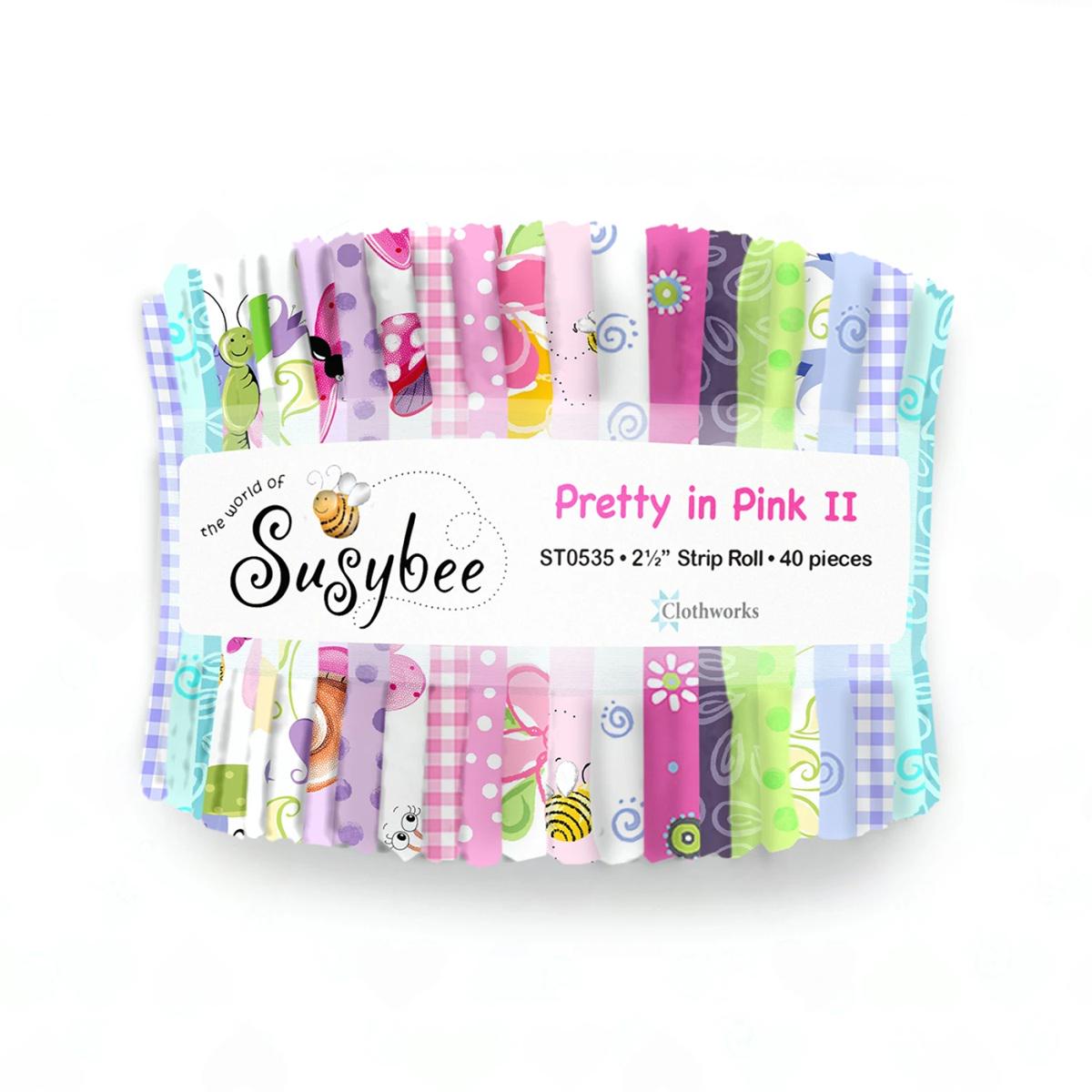 Pretty in Pink II 2.5 inch fabric strips, Susybee Precuts