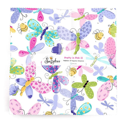 Pretty in Pink II 10 inch fabric squares by Susybee Precuts