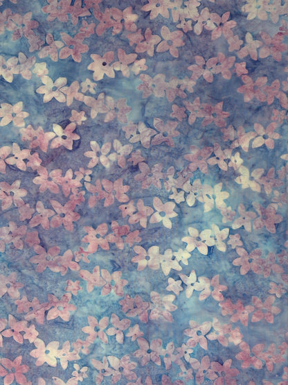 Pink Blue Floral Batik yardage: Flower Chain Serene Beauty by Robert Kaufman