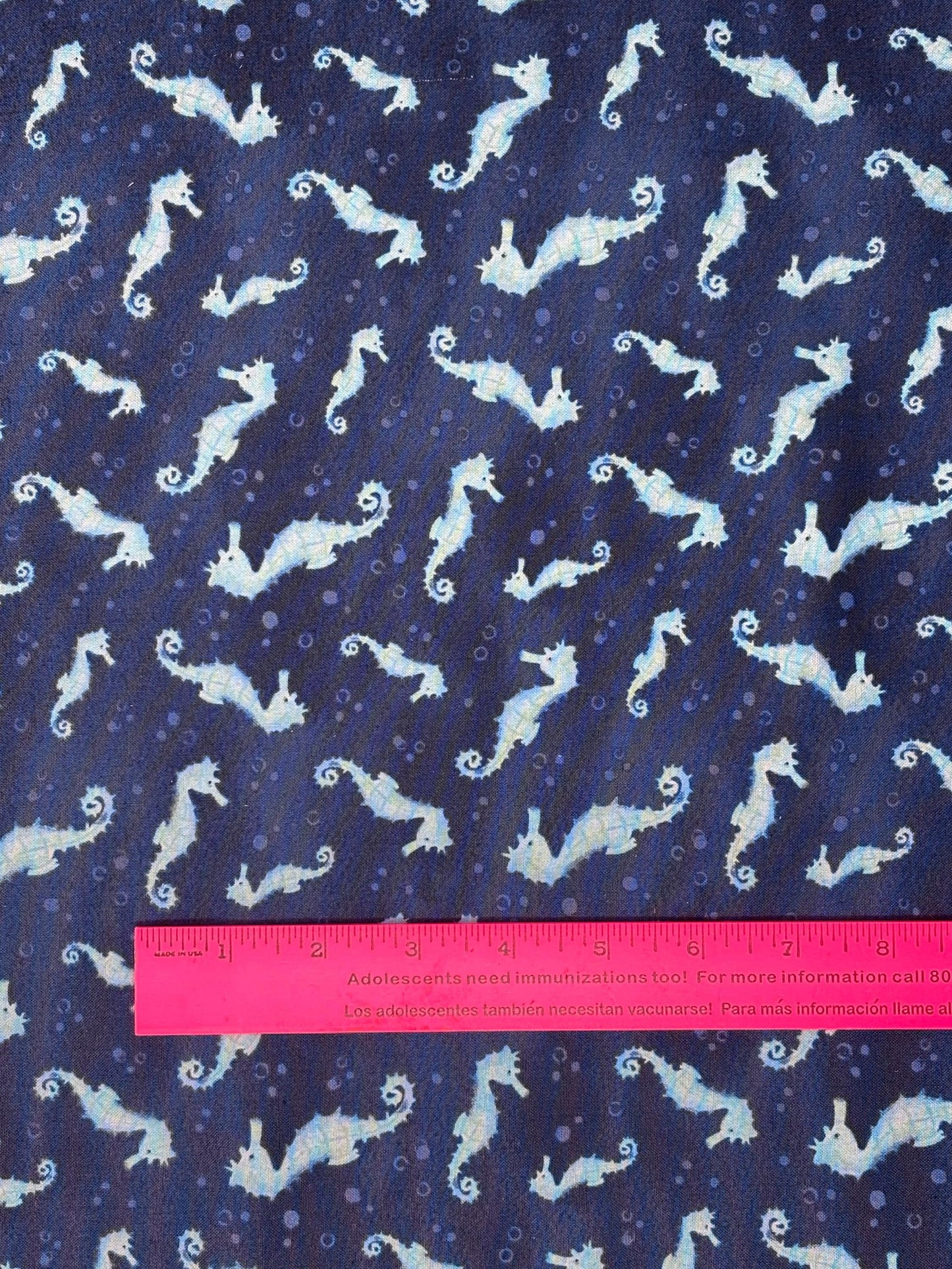Navy Blue Sea Horse Yardage: Underwater Wonder, Wilmington Prints