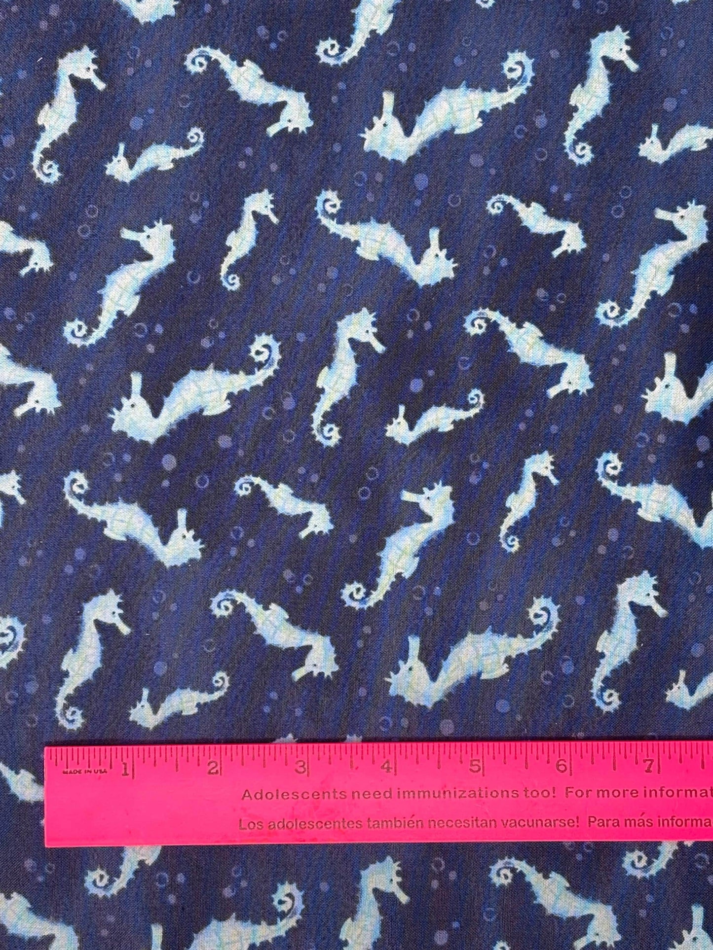 Navy Blue Sea Horse Yardage: Underwater Wonder, Wilmington Prints