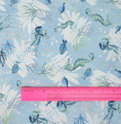 Blue Sea Life Fabric Yardage: Underwater Wonder, Wilmington Prints