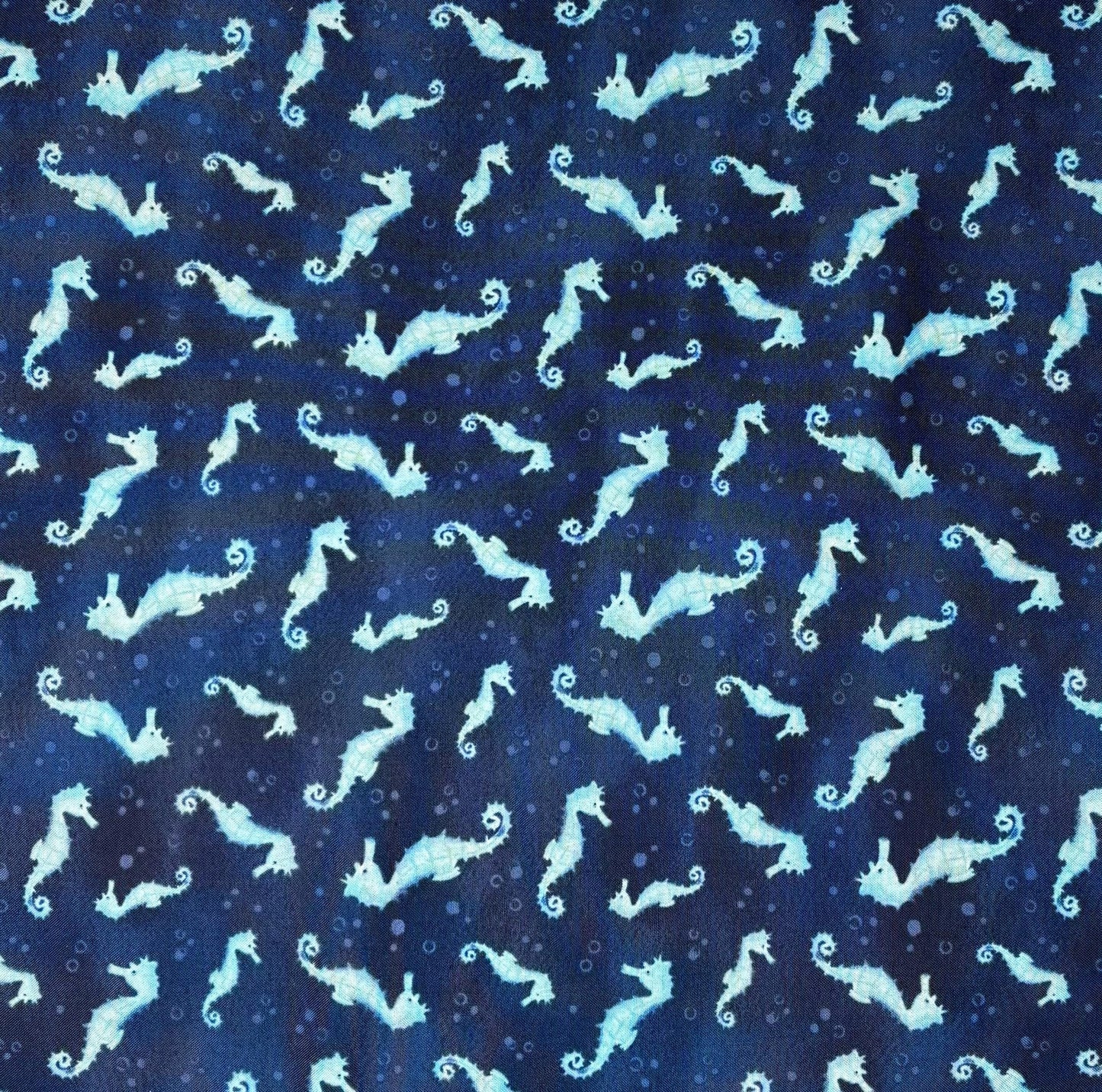 Navy Blue Sea Horse Yardage: Underwater Wonder, Wilmington Prints