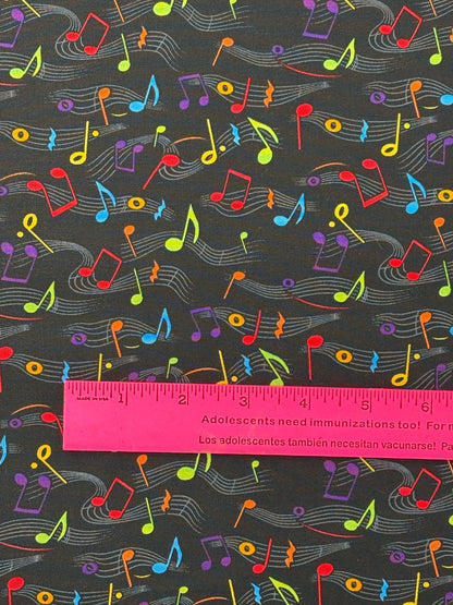 Music Notes Yardage: Yellow, Blue, Red
