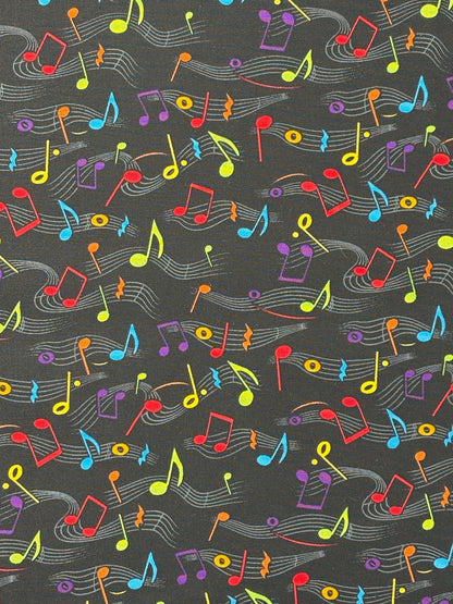 Music Notes Yardage: Yellow, Blue, Red