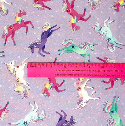 Unicorn Fabric Yardage, Magical Unicorns Lilac, Benartex