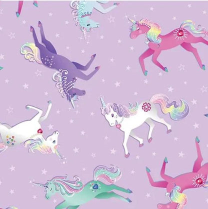 Unicorn Fabric Yardage, Magical Unicorns Lilac, Benartex
