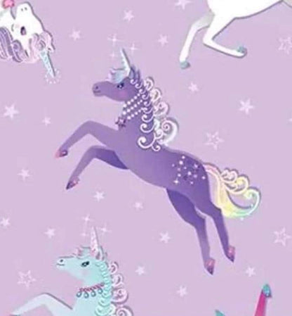 Unicorn Fabric Yardage, Magical Unicorns Lilac, Benartex