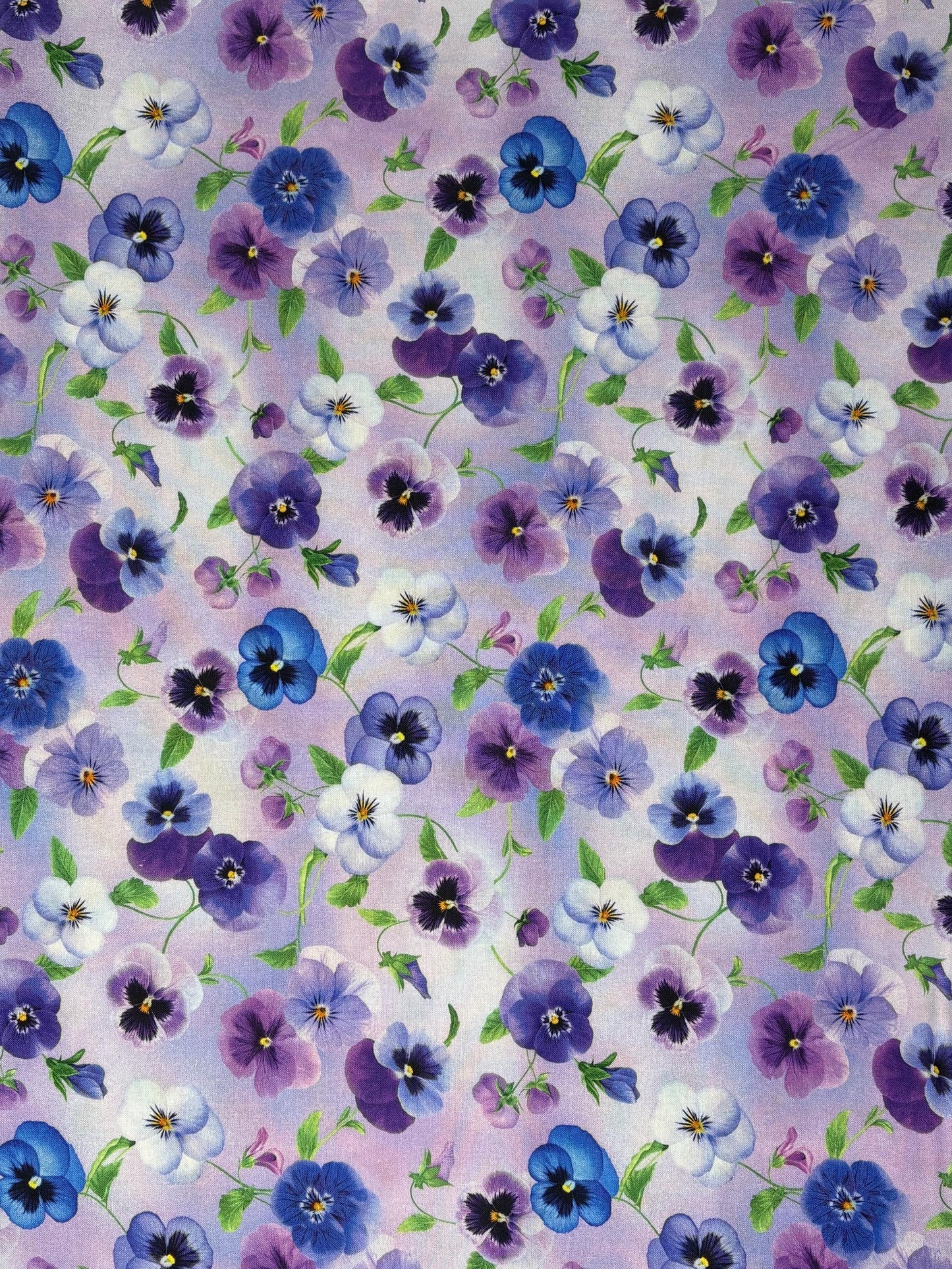 Purple Lilac Pansy Floral Yardage, Pansy Bouquet, Pansy Perfection, Timeless Treasures