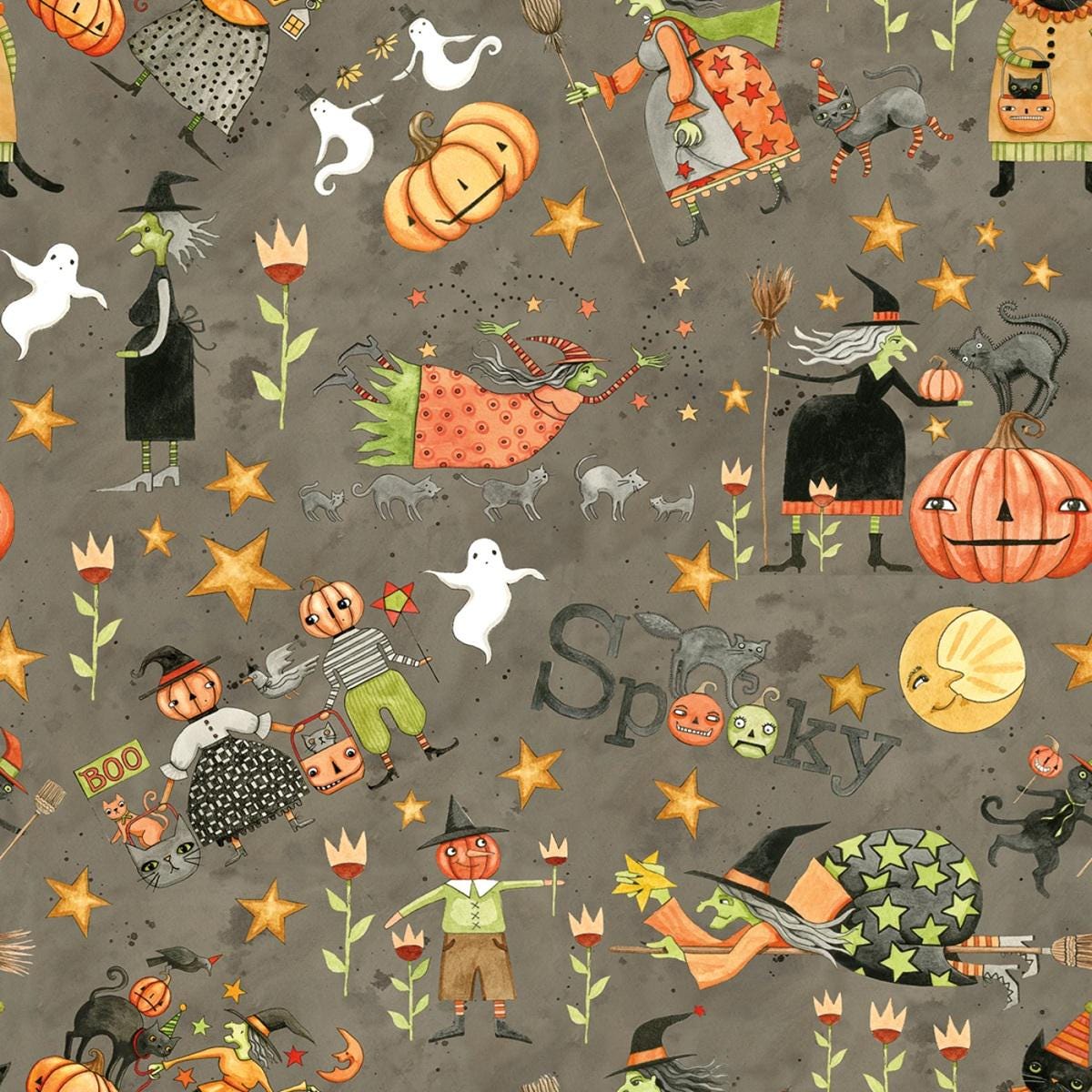 Halloween Spooky Fabric Squares, Charm Pack, Riley Blake, 5 inches, 42 squares