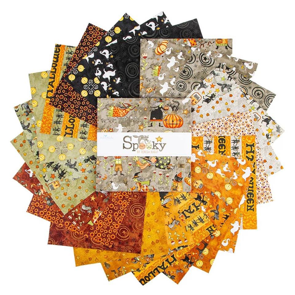 Halloween Spooky Fabric Squares, Charm Pack, Riley Blake, 5 inches, 42 squares