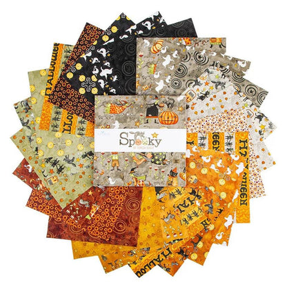 Halloween Spooky Fabric Squares, Charm Pack, Riley Blake, 5 inches, 42 squares