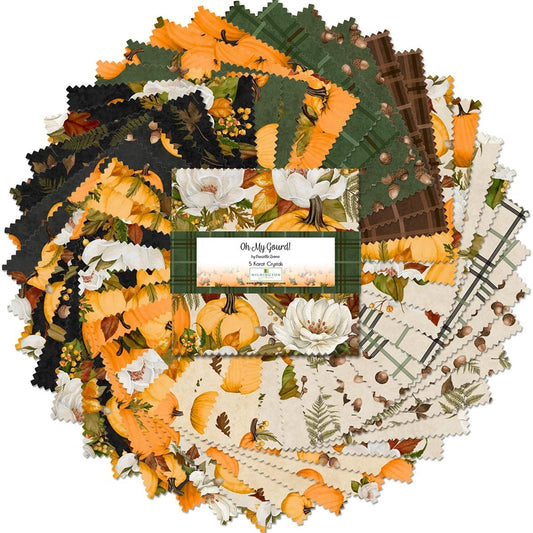 Fall Fabric Squares: Oh My Gourd, Wilmington Prints (5-inch, 42pc)