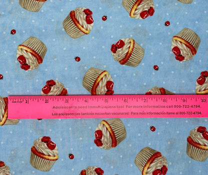 Blue Cupcake Toss, Sweet Cherry, Wilmington Prints