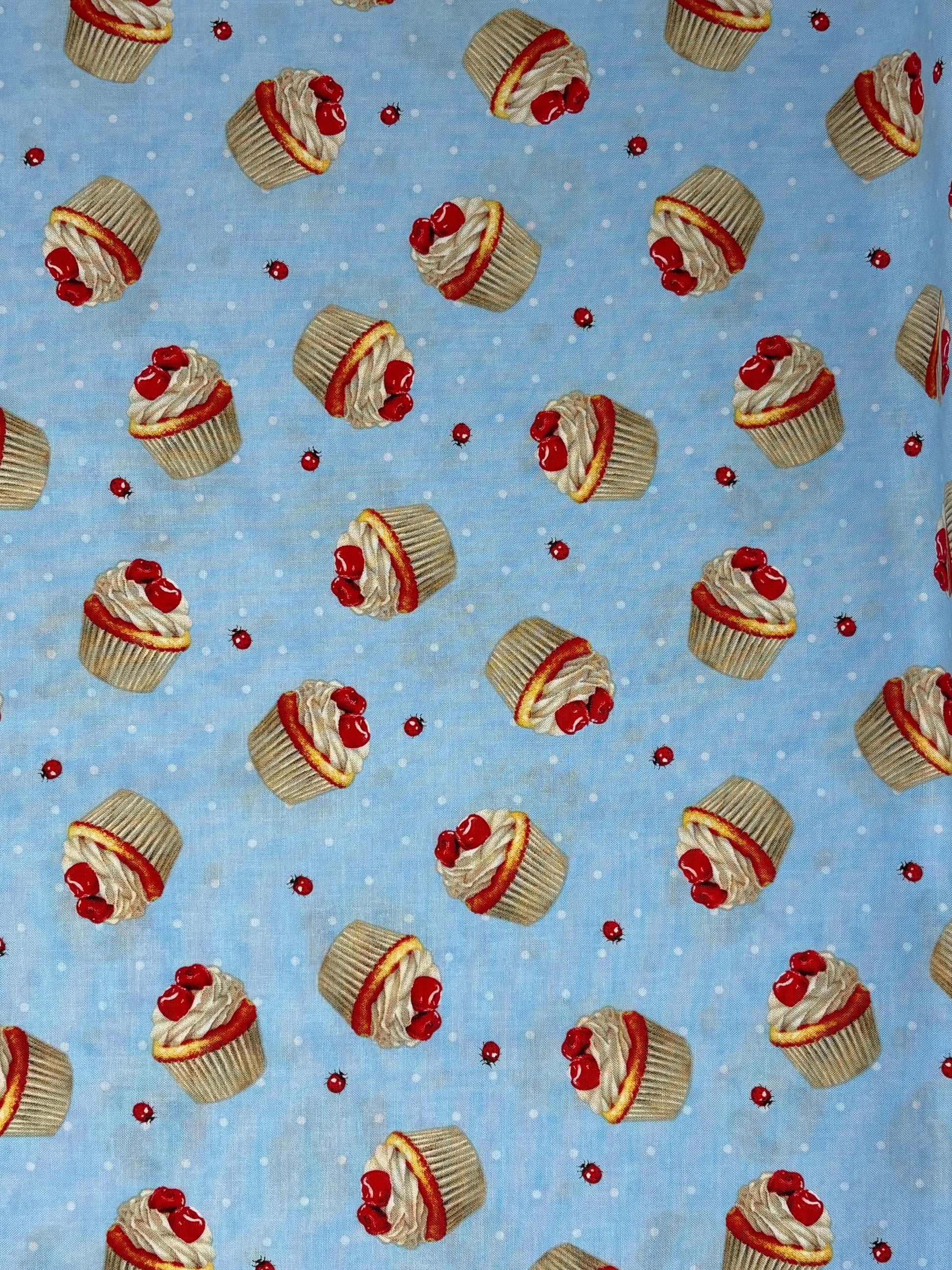 Blue Cupcake Toss, Sweet Cherry, Wilmington Prints