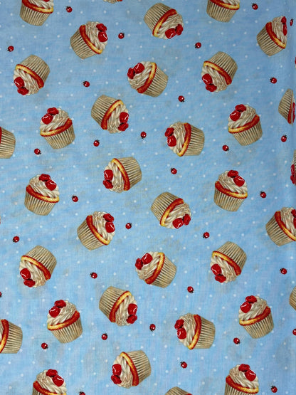 Blue Cupcake Toss, Sweet Cherry, Wilmington Prints